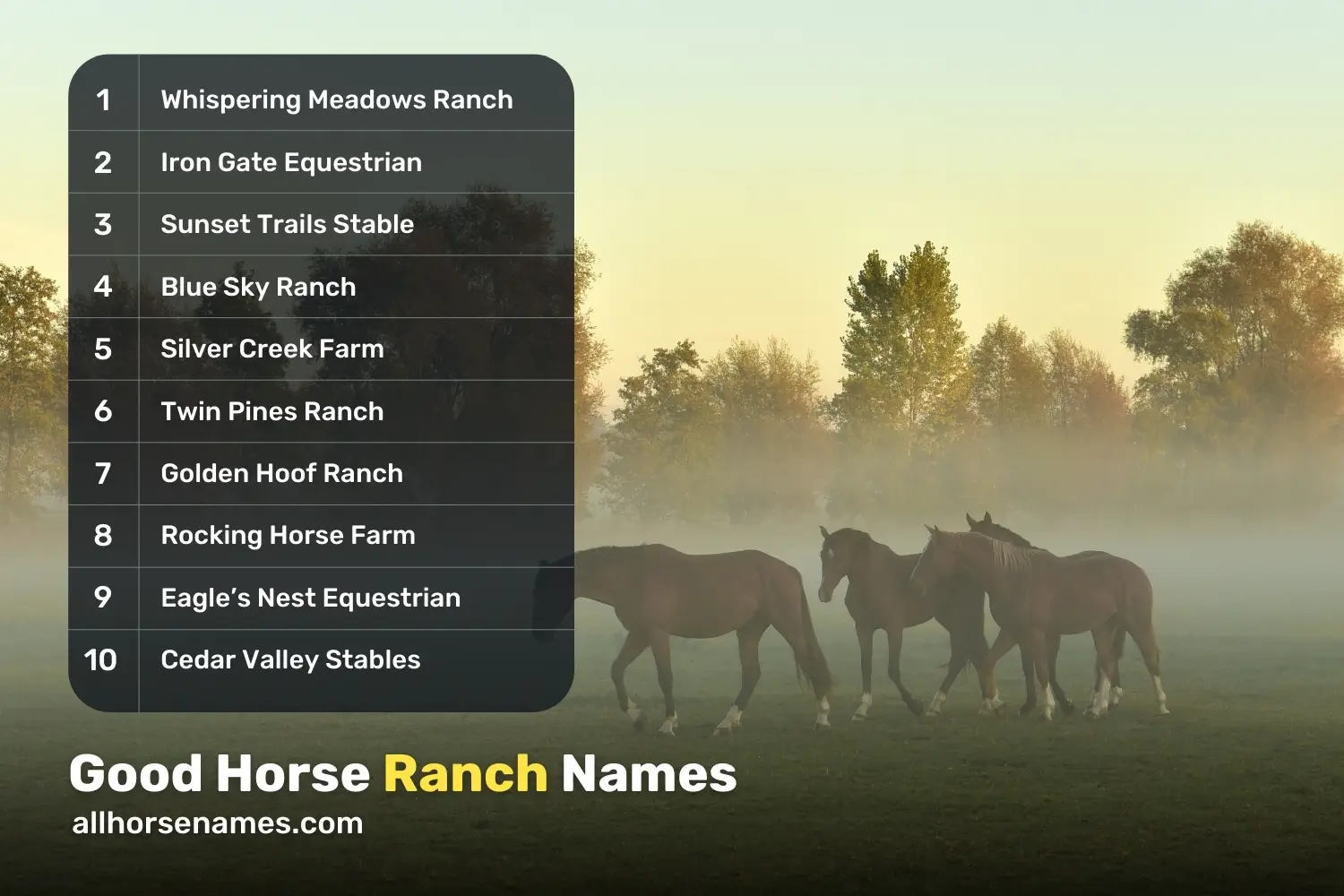 Good Horse Ranch Names