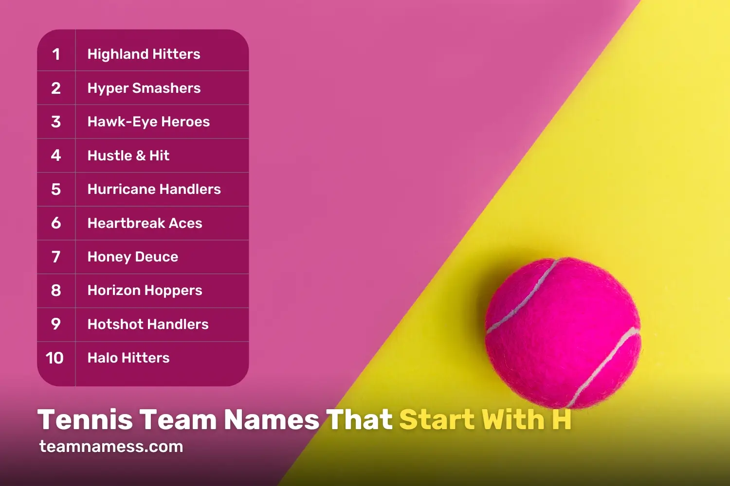 Tennis Team Names That Start With H