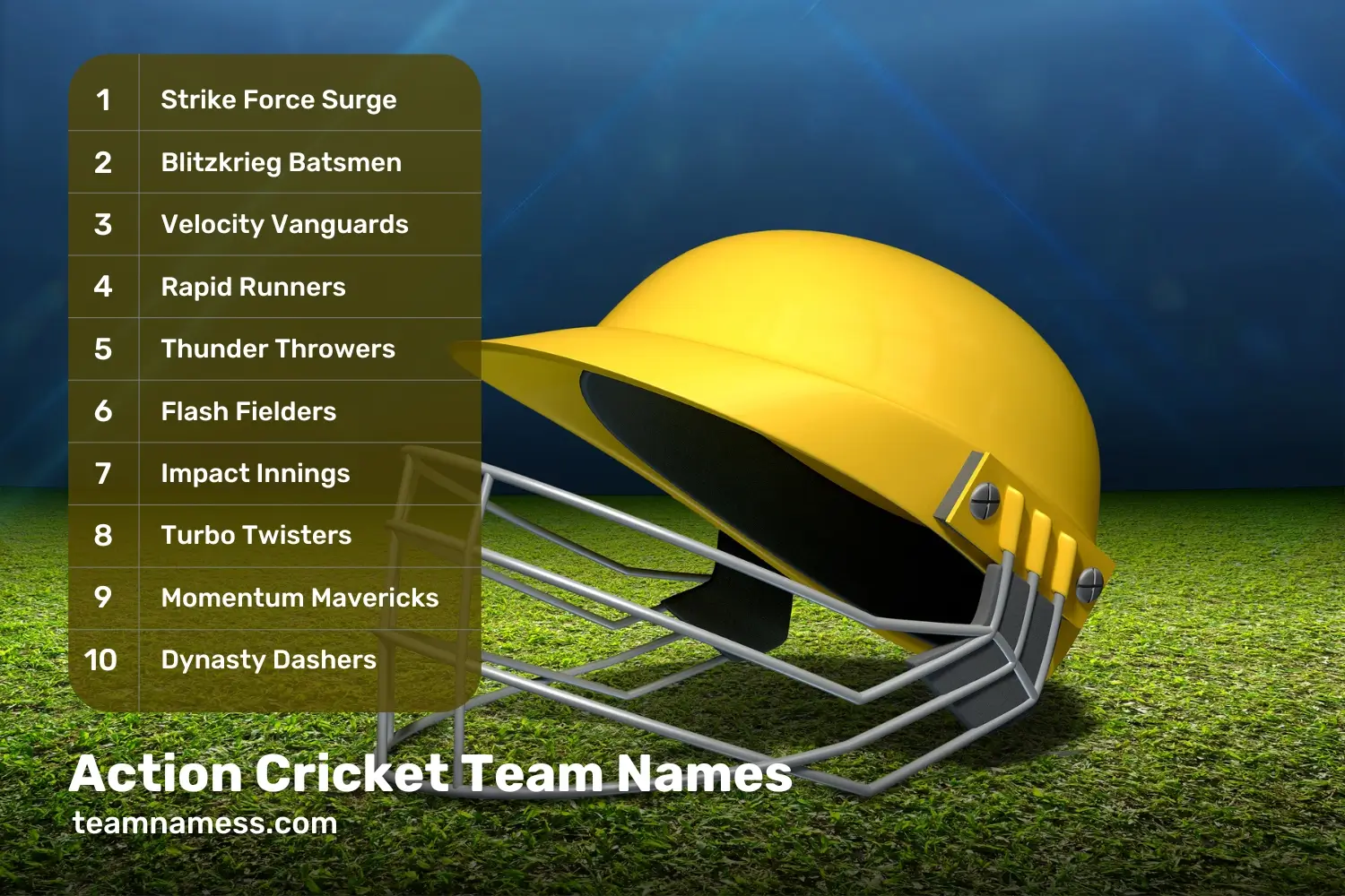Action Cricket Team Names