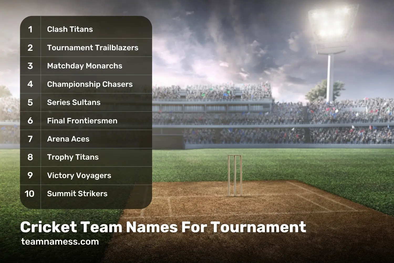 Cricket Team Names For Tournament